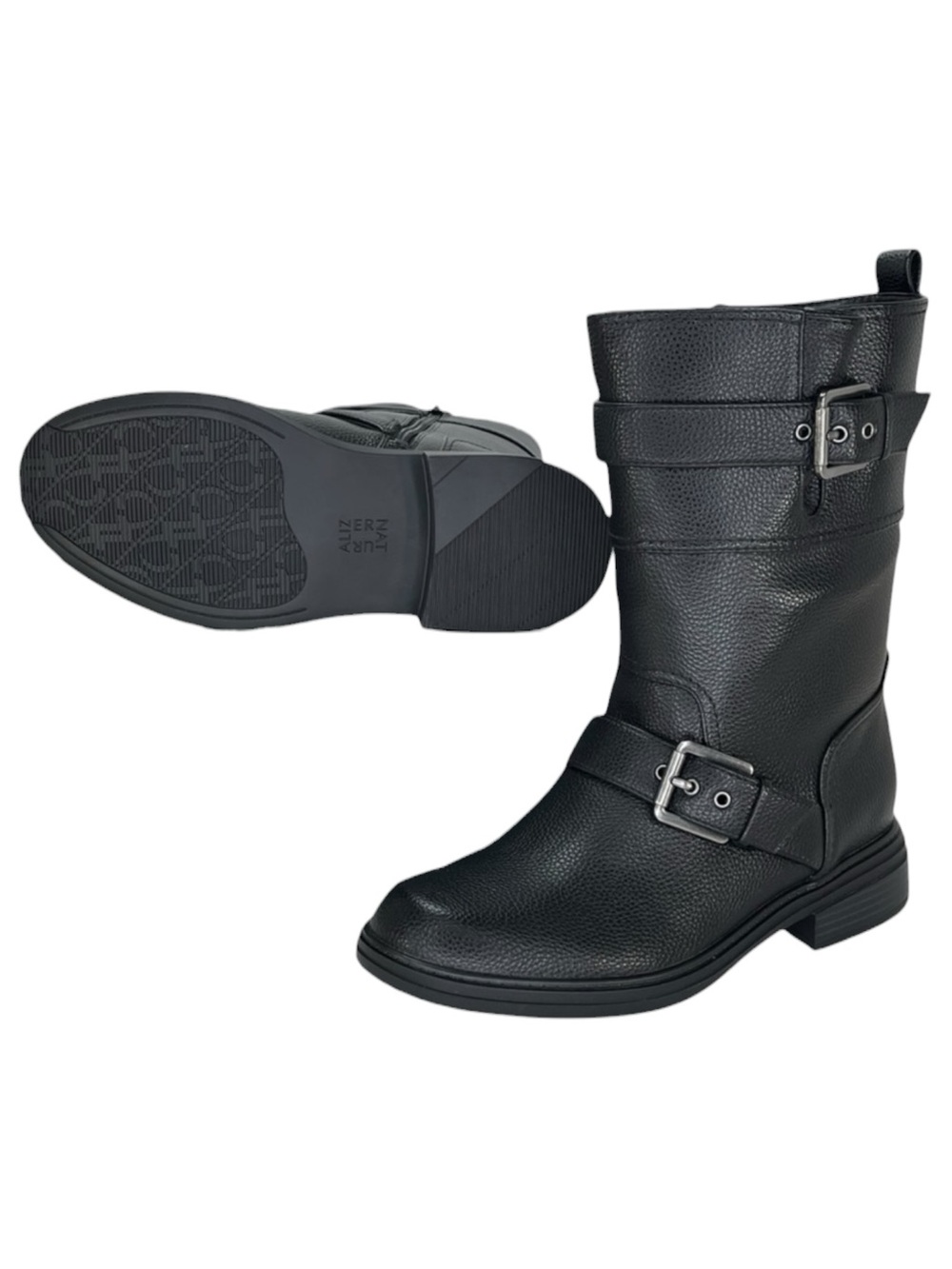 Naturalizer Latoya Black Pebbled Faux Leather Mid Calf Womens Boots Size 9W - Picture 12 of 12